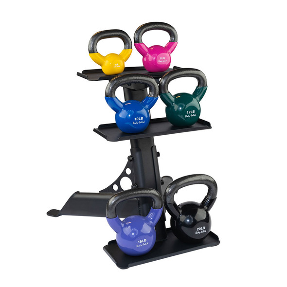 Body-Solid 5-20 lb. Vinyl Kettlebell Set with Rack