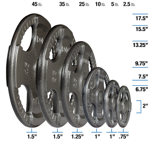 Gray Grip Cast Iron Olympic Plates
