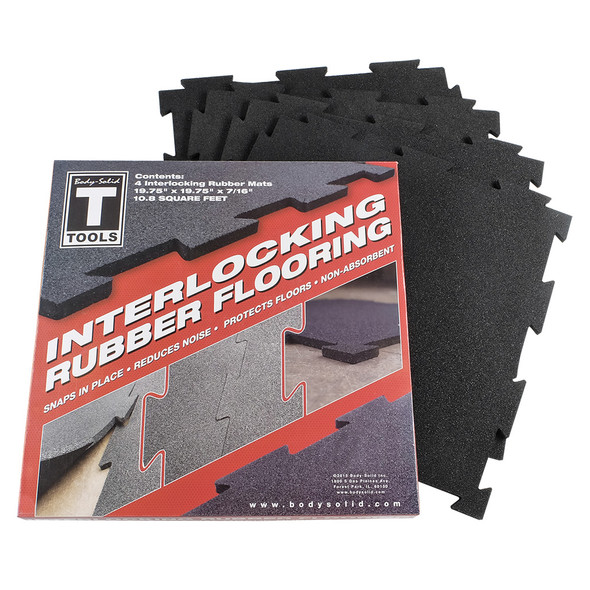 Body-Solid Tools Interlocking Rubber Flooring 4 Pack