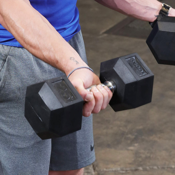 Body-Solid Tools Rubber Coat Iron Hex Dumbbells